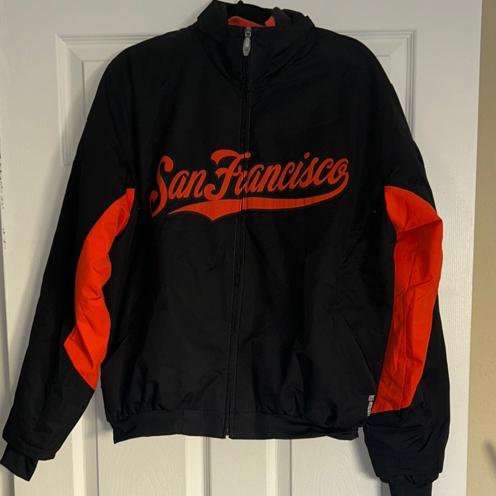 Majestic San Francisco Black and Orange Varsity Jacket